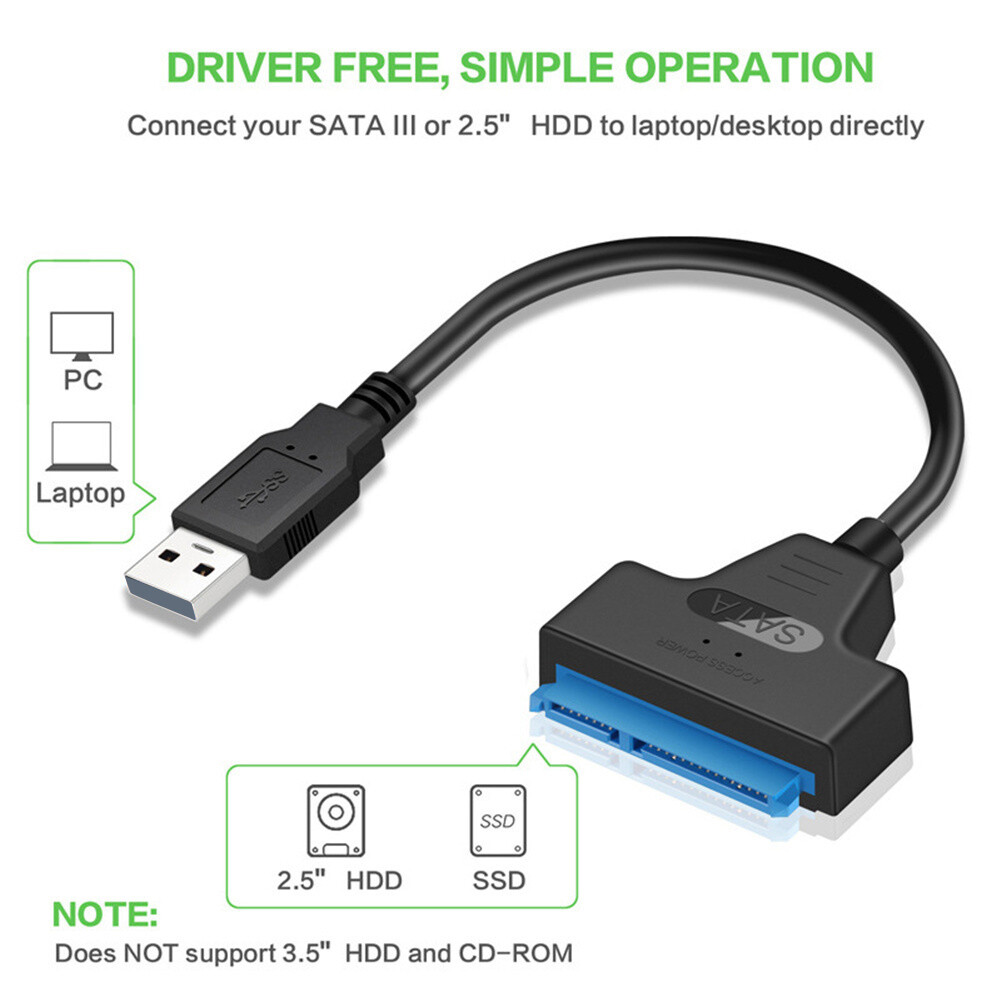 H-E Chuyển Đổi Cáp Nhanh Type-C/USB 2.0 Sang SATA 20Cm Cho Ổ Cứng/SSD 2.5 Inch