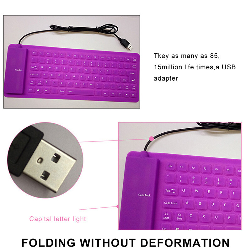 DISOUR Bàn Phím Gập Silicon 85 Phím Cho Máy Vi Tính Máy Tính Xách Tay Máy Tính Bảng Máy Tính Xách Tay Bàn Phím Chơi Game Có Dây Gập Di Động Linh Hoạt USB Mini Chống Nước