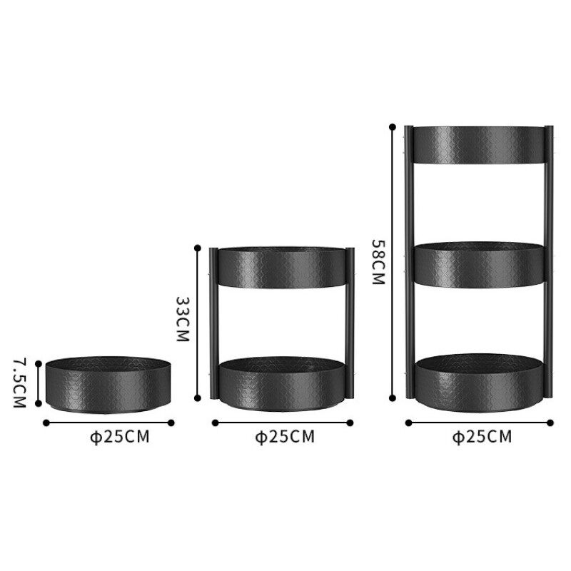Vision 360° Rotatable Kitchen Storage Rack Multi-layer Spice Rack Painted Carbon Steel Storage Shelf Countertops Durable Condiment Rack