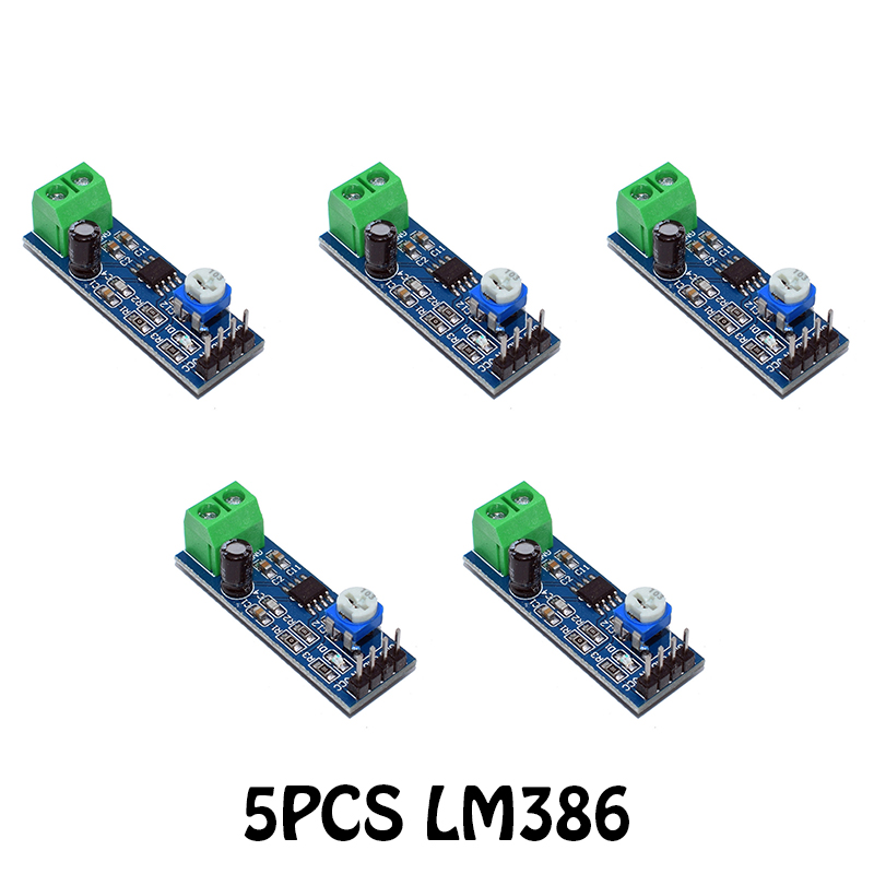5pcs Mono power amplifier board 5V-12V amplifier receives 200 times the signal, audio amplifier module LM386 1 piece.