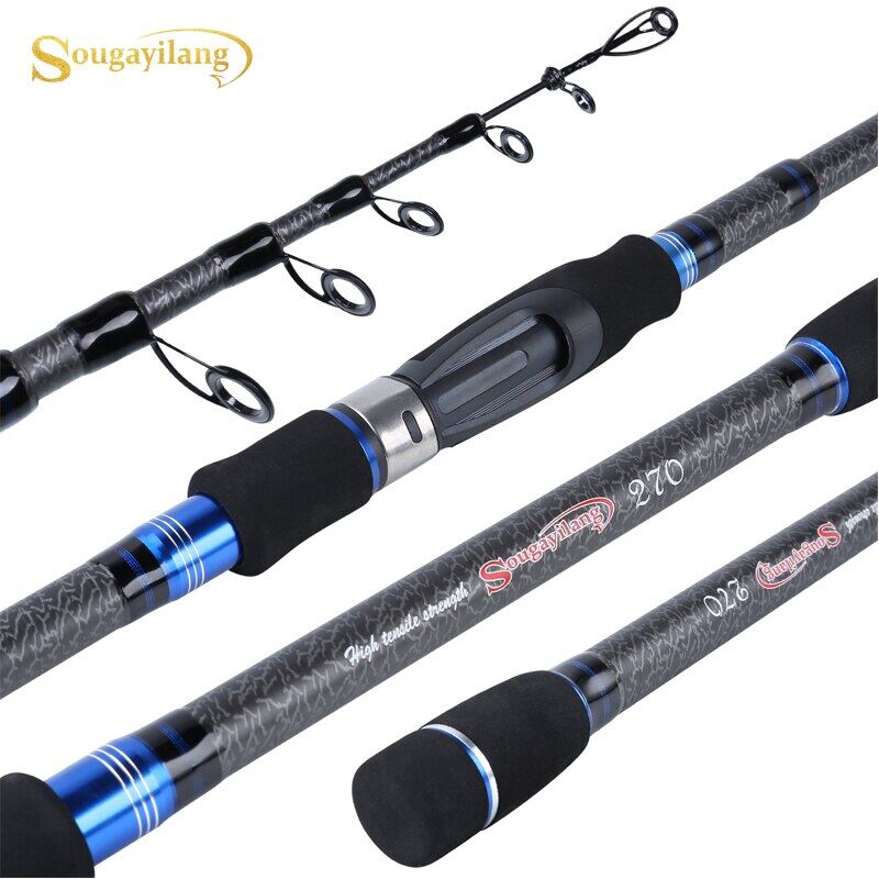 Sougayilang 1.8-3M Telescopic Fishing Rod Ultralight Carbon Fiber Portable Combo Telescopic Lure Rod Travel Spinning Fishing Tackle