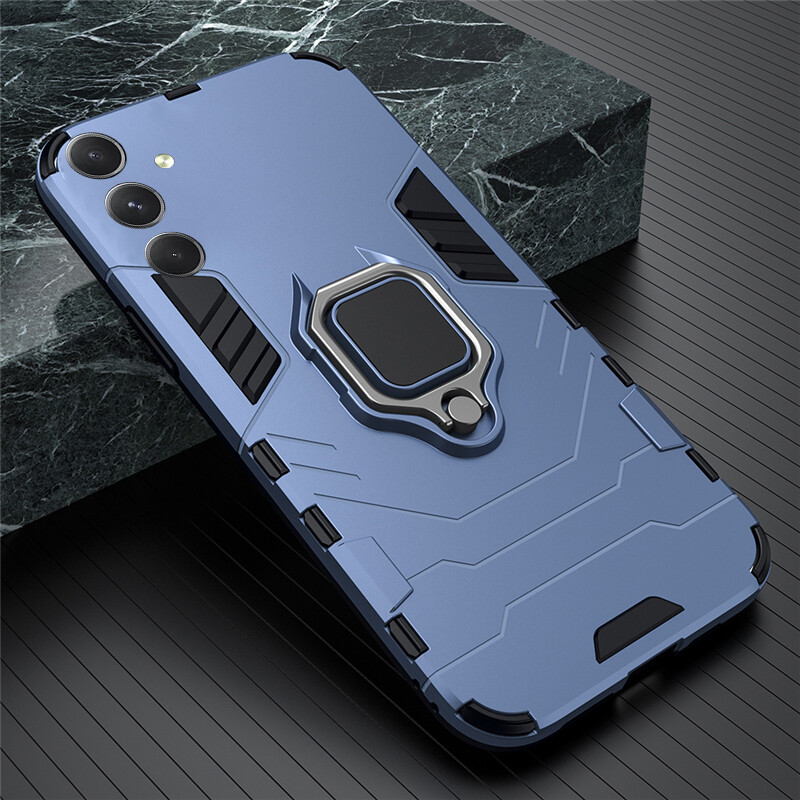 For Samsung Galaxy A15 Case Silicone Armor Metal Ring Stand Case Armor Back Protective Shockproof Hard Dual Layer for Galaxy A15 Cover