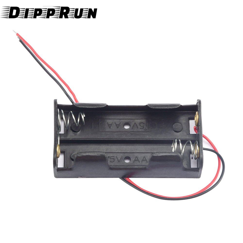 Dipprun 2 slots aa battery case box aa lr6 hr6 battery holder storage case with lead wire bateria protection container 2 x 1.5v