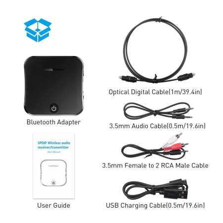 RD Bluetooth 5.0 ตัวรับเครื่องส่งสัญญาณเสียง CSR8675 AptX HD อะแดปเตอร์ออปติคอล Toslink/3.5 มม. AUX/SPDIF สำหรับรถหูฟังทีวี