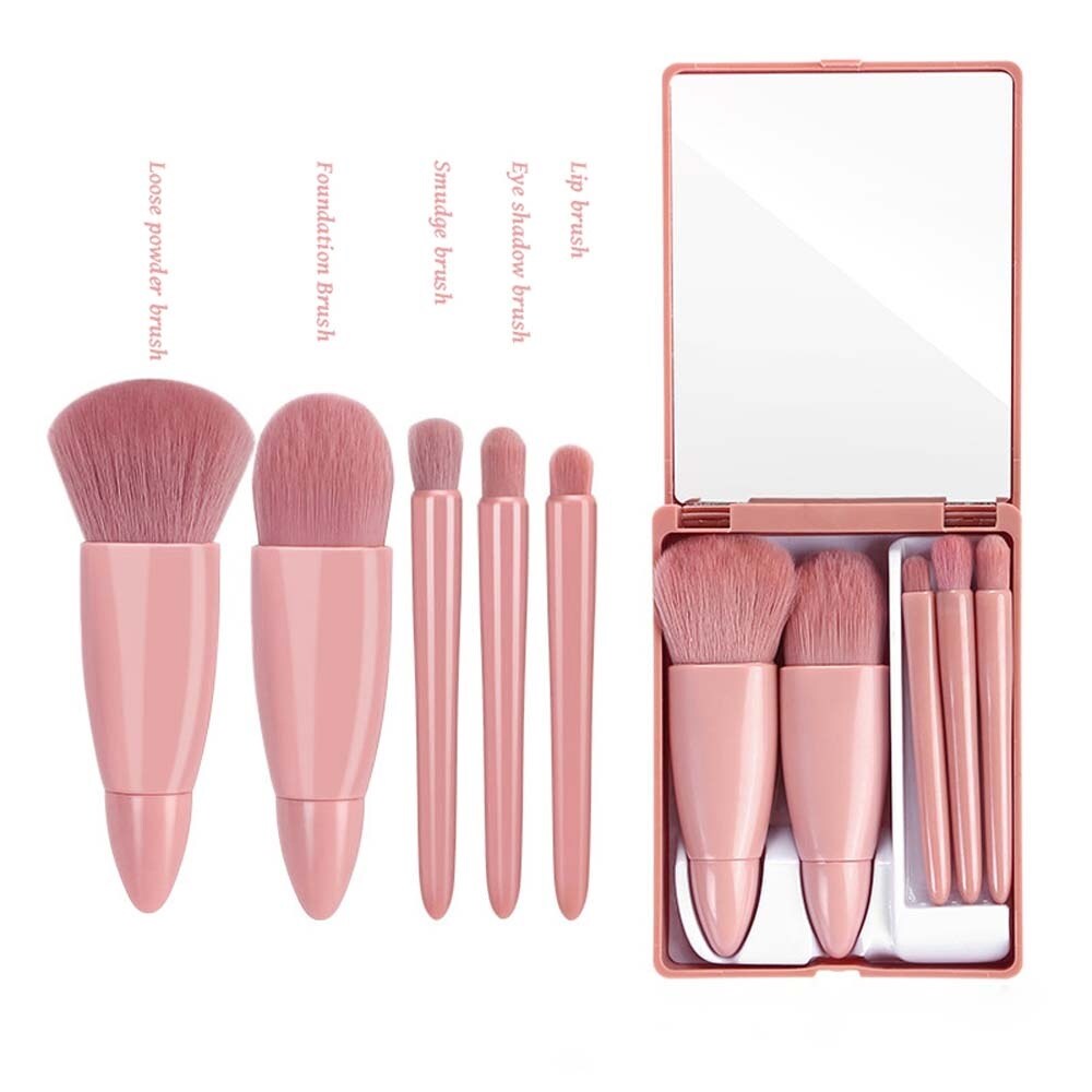 5Pcs Professional Makeup Brush Sets with Mirror Box / Conical Handle Premium Synthetic  Make up Brushes / Makeup Brushes Kits For Applying Foundation Powder Concealers Eyeliner Eyebrow Eye Shadows / Daily Basic Cosmetic tools