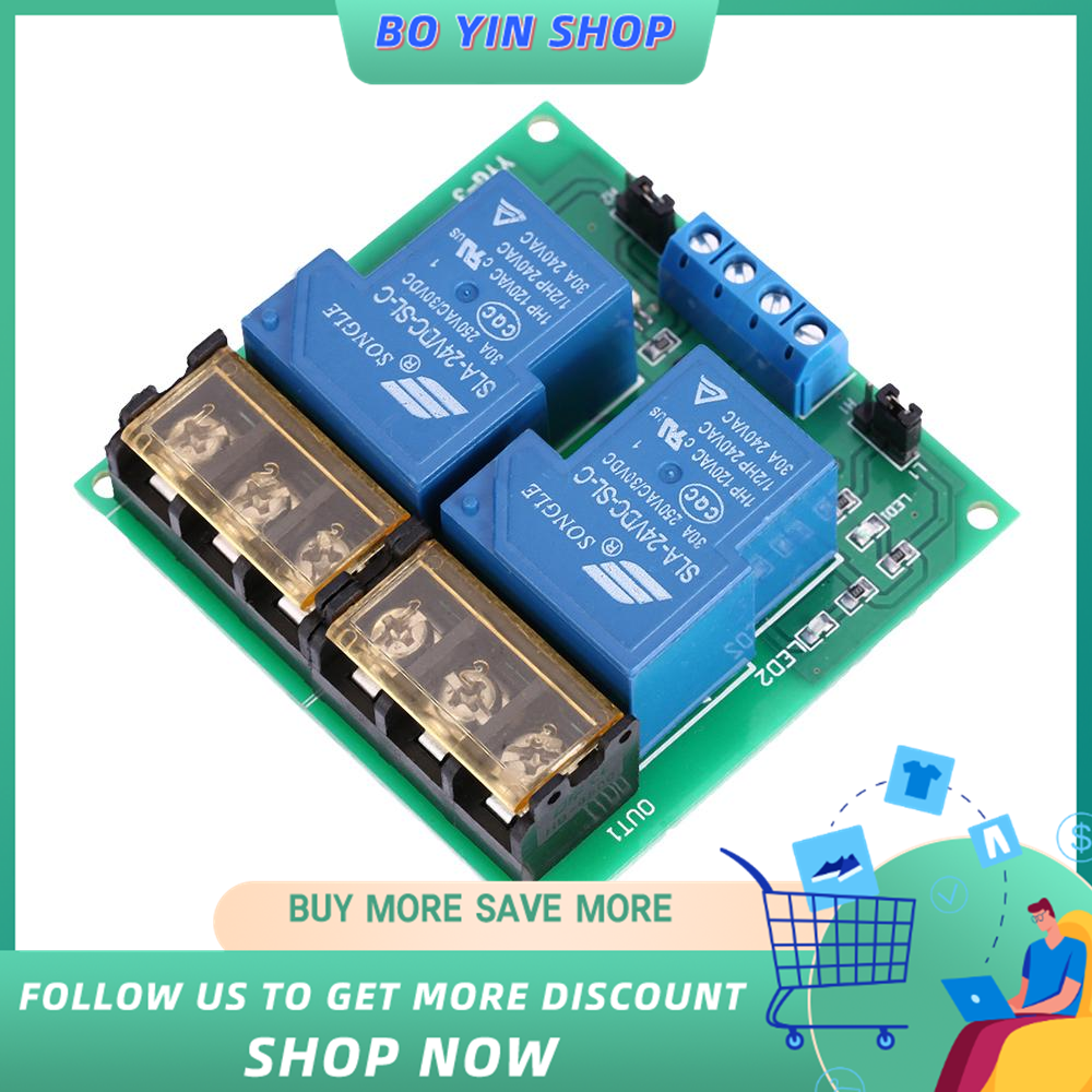 2-Channel DC 12V 30A Relay Board Module Optocoupler Isolation High/Low Trigger