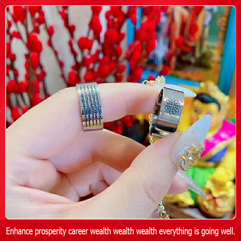 RY-Thailand original temple Buddha ring five scriptures ring silver s925 five-row amulet auspicious ring men and women adjustable size ring