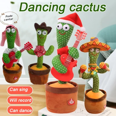 Dancing Singing Cactus Toy Repeating Talking Wiggle Electric Cactus Plush Toys For Kids