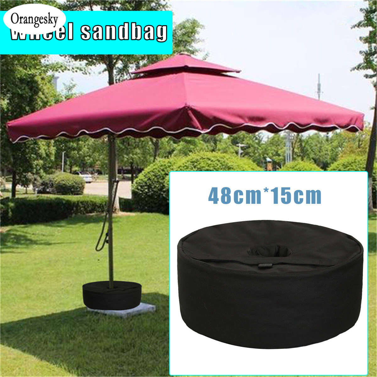 Orangesky Patio Umbrella Base Weight Bag 600D Windproof Universal Size