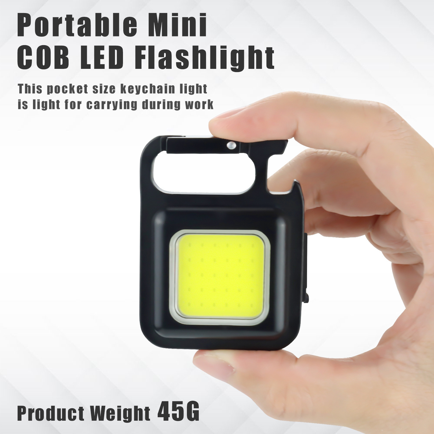 Mini COB Móc khóa Đèn pin USB 4 Chế độ sạc Đèn pha khẩn cấp đa chức năng