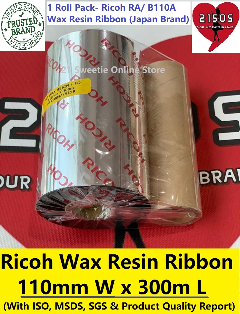 [1 roll] Ricoh Wax Resin Ribbon 110x300m Premium Thermal Transfer ...