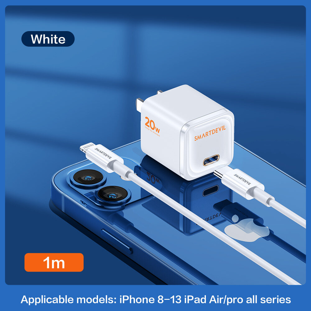 Smartdevil 35W PD sạc nhanh Type-C cáp cho iPhone 17 Pro Max 16 Pro Max iPhone 8-17 Series iPad Pro iPad Air Bộ Sạc gắn tường Cáp dữ liệu