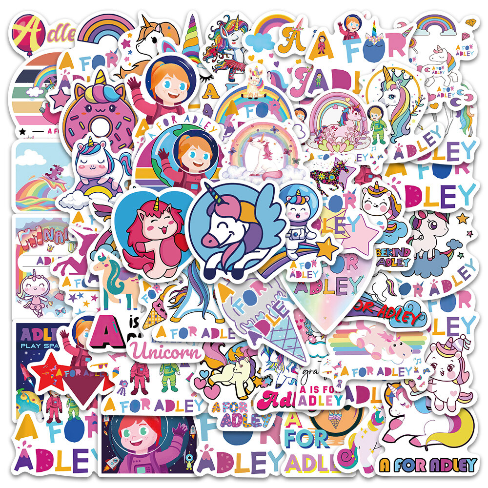 10/50Pcs Cute Cartoon Unicorn A For Adley Stickers Motorcycle Luggage Guitar Skateboard Cool