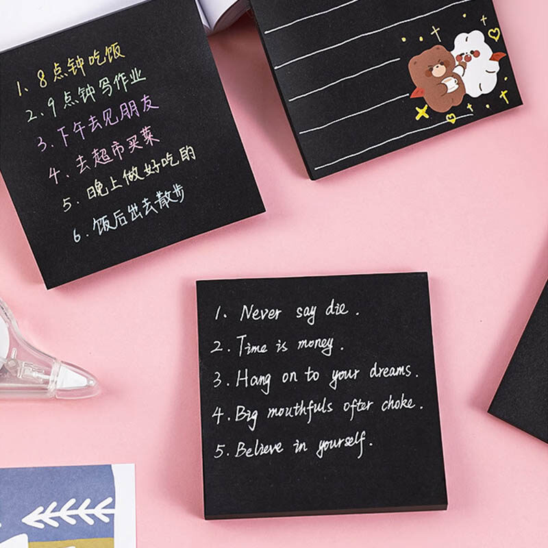 Simple Black Post-it Note Student Memo Notes Index Mark Sticky Note