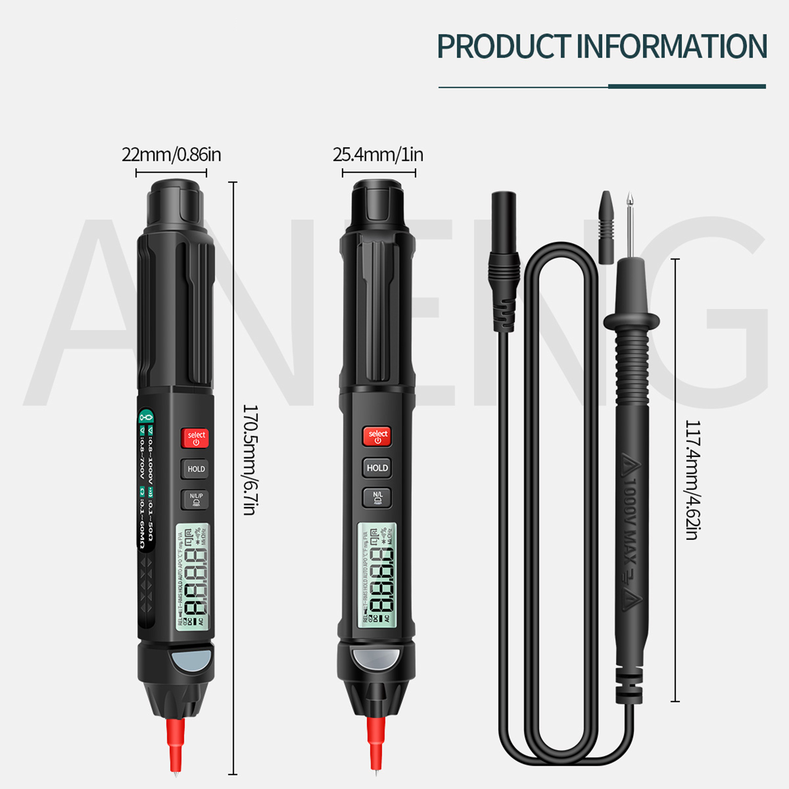 ANENG Đồng Hồ Vạn Năng Bút A3007 6000 Đếm Kỹ Thuật Số Vạn Năng Meter Tester Với Đèn Pin Đèn Nền Màn Hình LCD Tự Động Tắt NCV, Để Kiểm Tra Liên Tục Điốt Điện Dung Điện Trở Dòng Điện