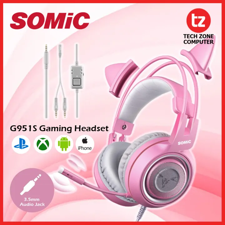 somic g951s pink gaming headset with mic for ps4 xbox one
