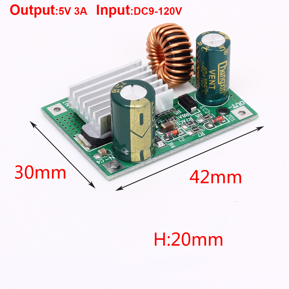 Foriot Dc 9V 12V 24V 36V 48V 72V 84V 120V to 5V 3A step-down module short circuit protection power supply DC converter constant voltage constant current output step-down converter boost converter