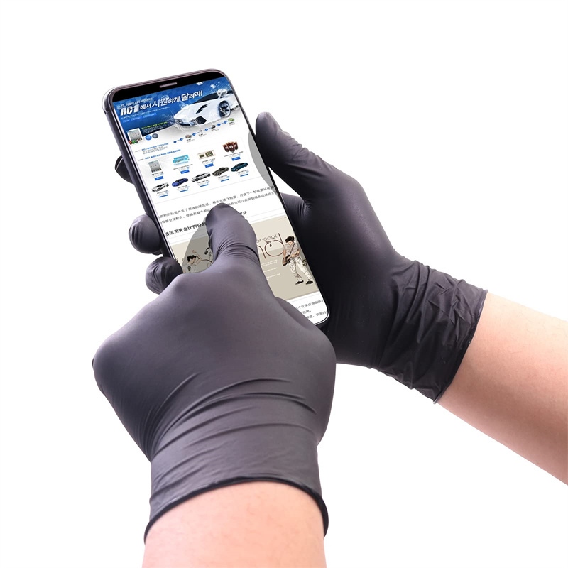 【A NEW】 100Pack/150gPowder Free Black Nitrile Gloves Household Tool Garden/Barber/Makeup Disposable Work