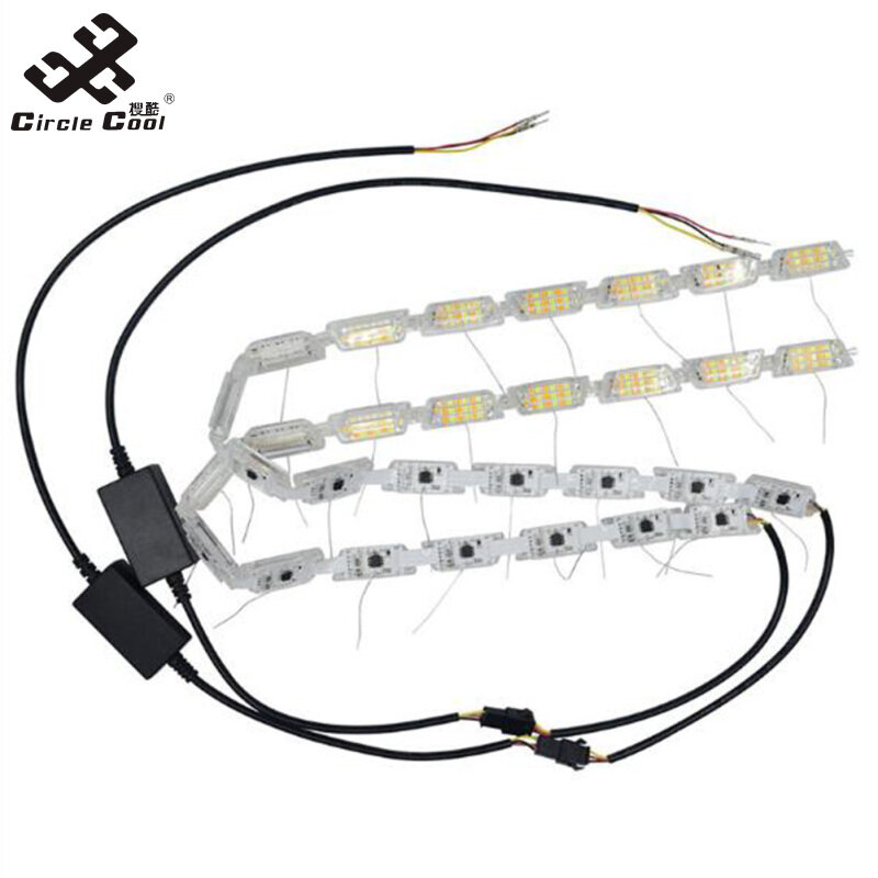Circle Cool 2pcs Flexible LED Strip Light DRL Daytime Running Light Waterproof Sequential Flow Headlight Runners Corner Turn Signal DRL