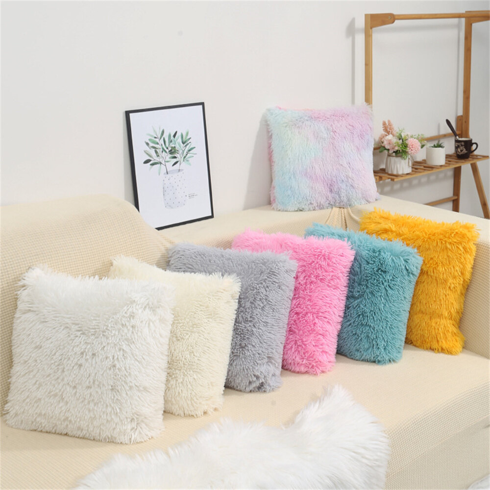 40*40cm Soft Fluffy Cushion Cover Throw Pillow Case Long Plush Home Sofa Decor