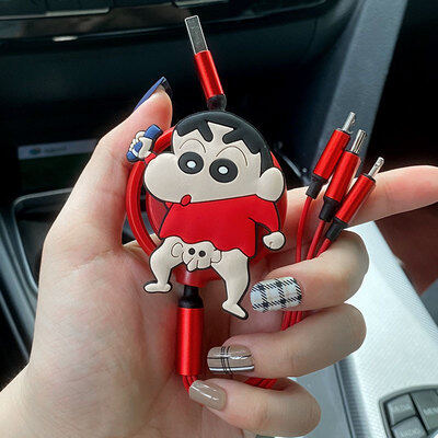 Multi-function Car Fast Charging Type-c Micro Apple Retractable Car Data Cable Charging Cable 1.2M Data Cable Three-in-one Charger