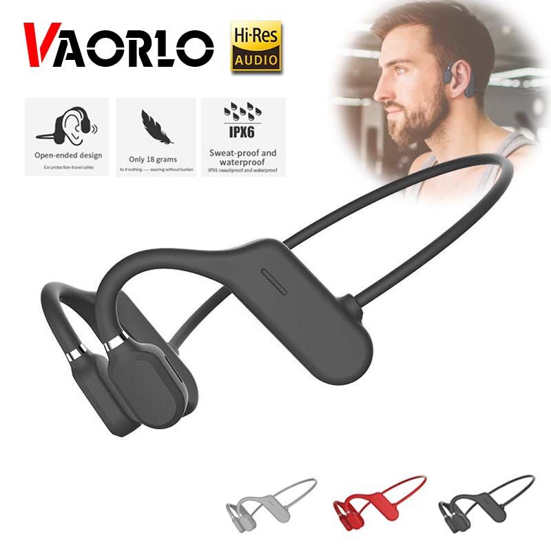 VAORLO Bone Conduction Headphones Bluetooth Wireless Waterproof Comfortable Wear Open Ear Hook Light Weight Not In-ear Sports HIFI Music TWS Earphones For Xiaomi iPhone Huawei Air Conduction Headset