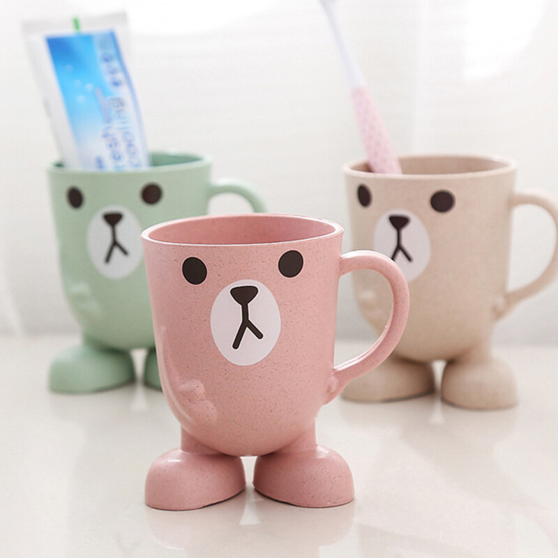【YIDEA HONGKONG】Plastic children's mouth Wash cup, Bathroom Three-dimensional Wash Cup with Base, Cartoon Toothbrush Cup