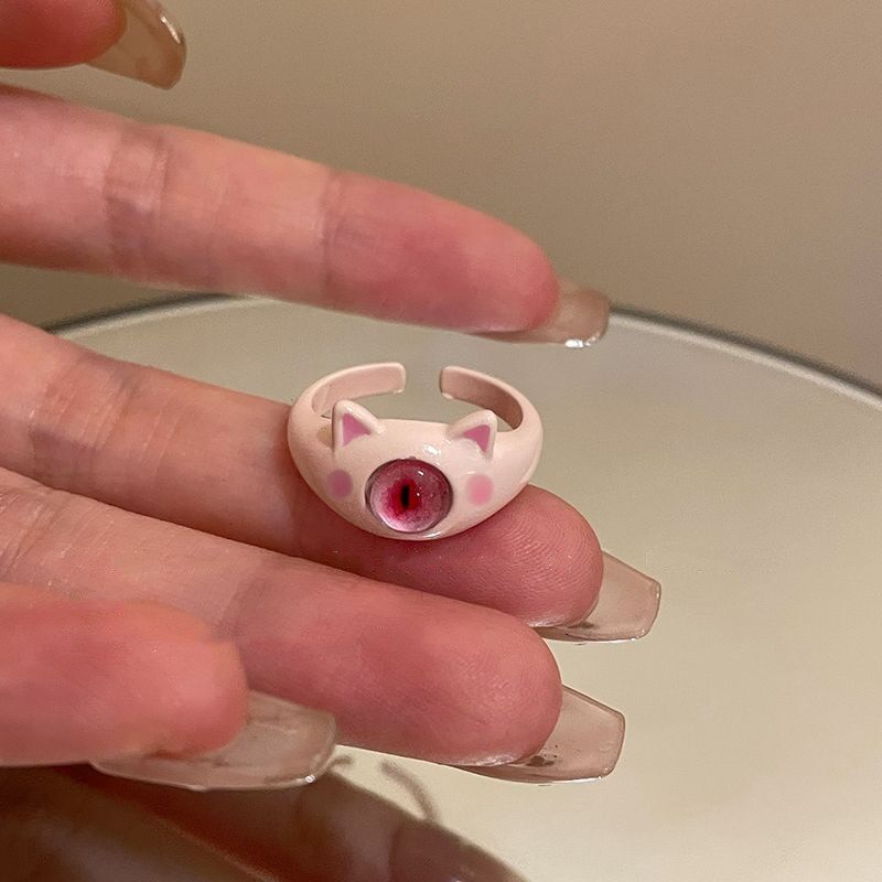 Korean Simple Cartoon Cute Funny Cyclops Ring For Boy Couple Best Friend Adjustable Opening Ring Jewelry Accessories Gifts