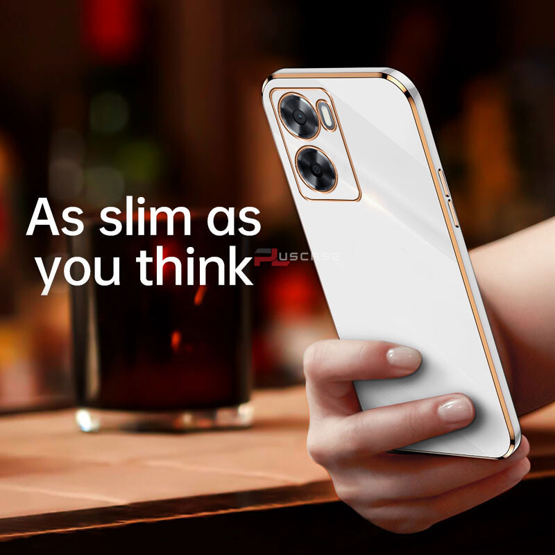 PlusCase for OPPO A57 4G A77s 6D Plating Soft Case Lens Protector Square Frame Silicone Glossy Shockproof Phone Back Cover