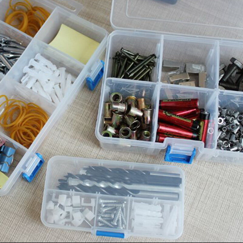 Manooby Plastic Detachable Adjustable Components Compartment Storage Organizer Parts Boxes Cases For Screws,Hardware And Crafts, Clear White 1 Pcs
