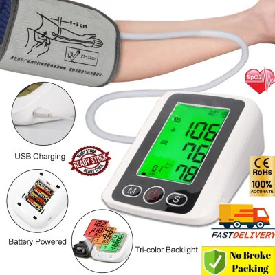 ready stock Sphygmomanometer Automatic Blood Pressure Measurement Rechargeable Voice Function Sphygmomanometer USB