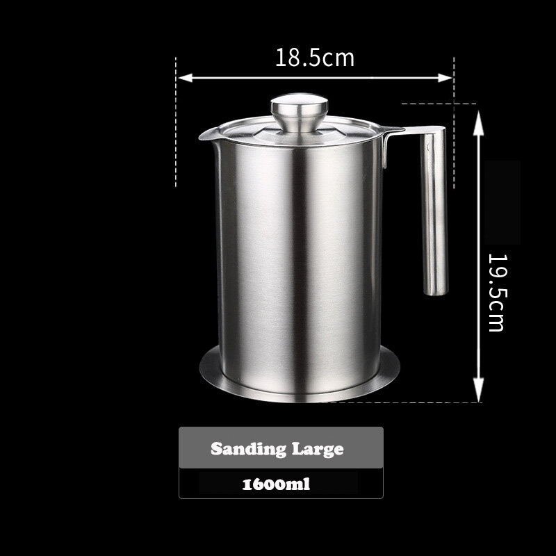 HKStorage 304 Stainless Steel Oil Filter Pot with Filter Mesh With Tray Kitchen Tools Household Oil Storage Oil Bottle Kitchen Storage