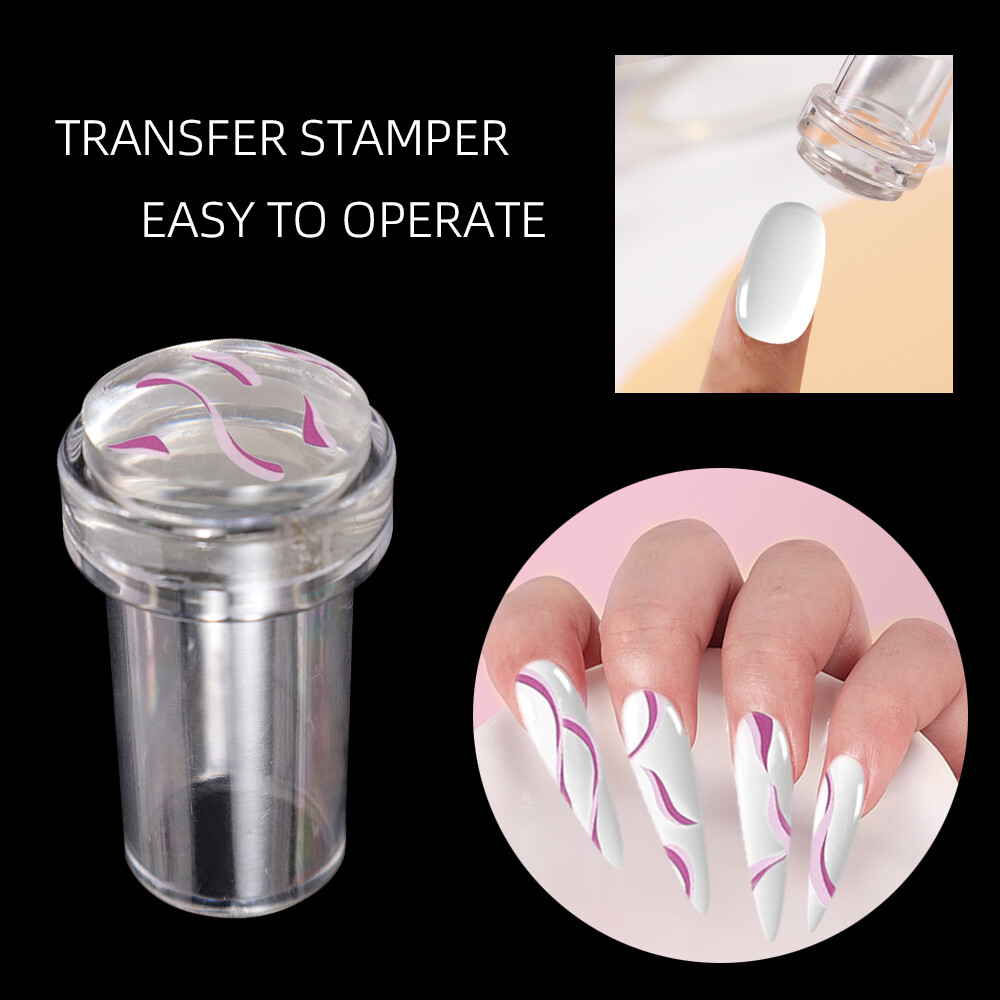 1Set Nail Stamper Set Scraper Gel Head Nail Art Template Silicone Stamping Plate Tools Manicure Accessories