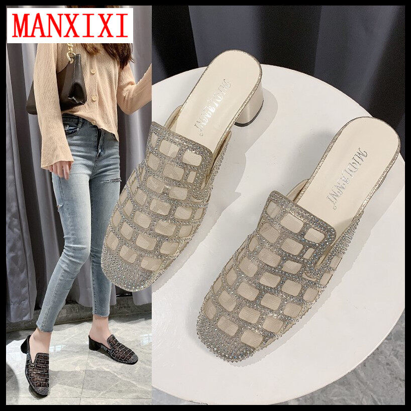 MANXIXI Brand Fashion Mules Sandals Beautiful Mesh Sexy Loafers For Women (Size 35-40)