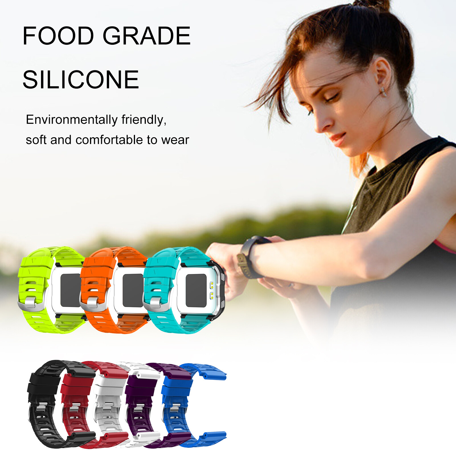 Watch Band Soft Quick Release Silicone Swimming Running Cycling Watch