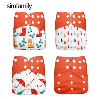 [simfamily] 4pcs/set Washable Cloth Diaper Cover Adjustable Nappy Reusable Cloth Diapers Cloth Nappy fit 3-15kg baby