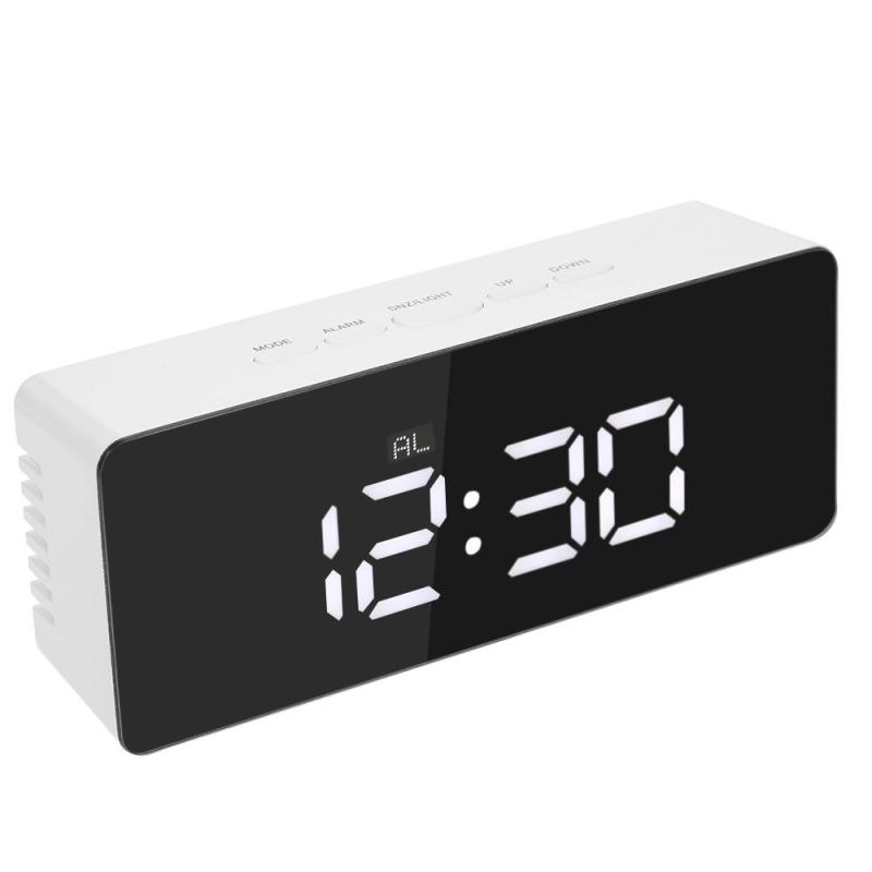 Kỹ Thuật Số Đèn Led Gương Đồng Hồ USB & Hoạt Động Bằng Pin 12 H/24 H °C/°F Màn Hình Hiển Thị Đồng Hồ Báo Thức chức Năng Báo Lại Điều Chỉnh Đèn LED Độ Sáng -- Đỏ bán chạy