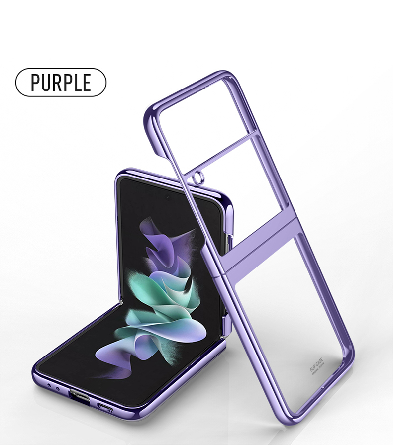 Lenuo Electroplating Frame Case For Samsung Galaxy Z Flip4 Transparent Back Cover Drop Shockproof Phone Case
