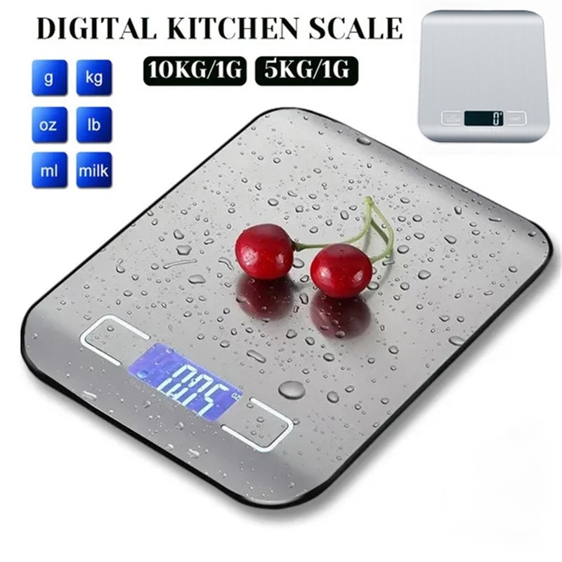 Digital Kitchen Scale 10Kg 5Kg Precision Electronic Food Scale For Cooking And Baking Measuring Tools Stainless Steel Balance