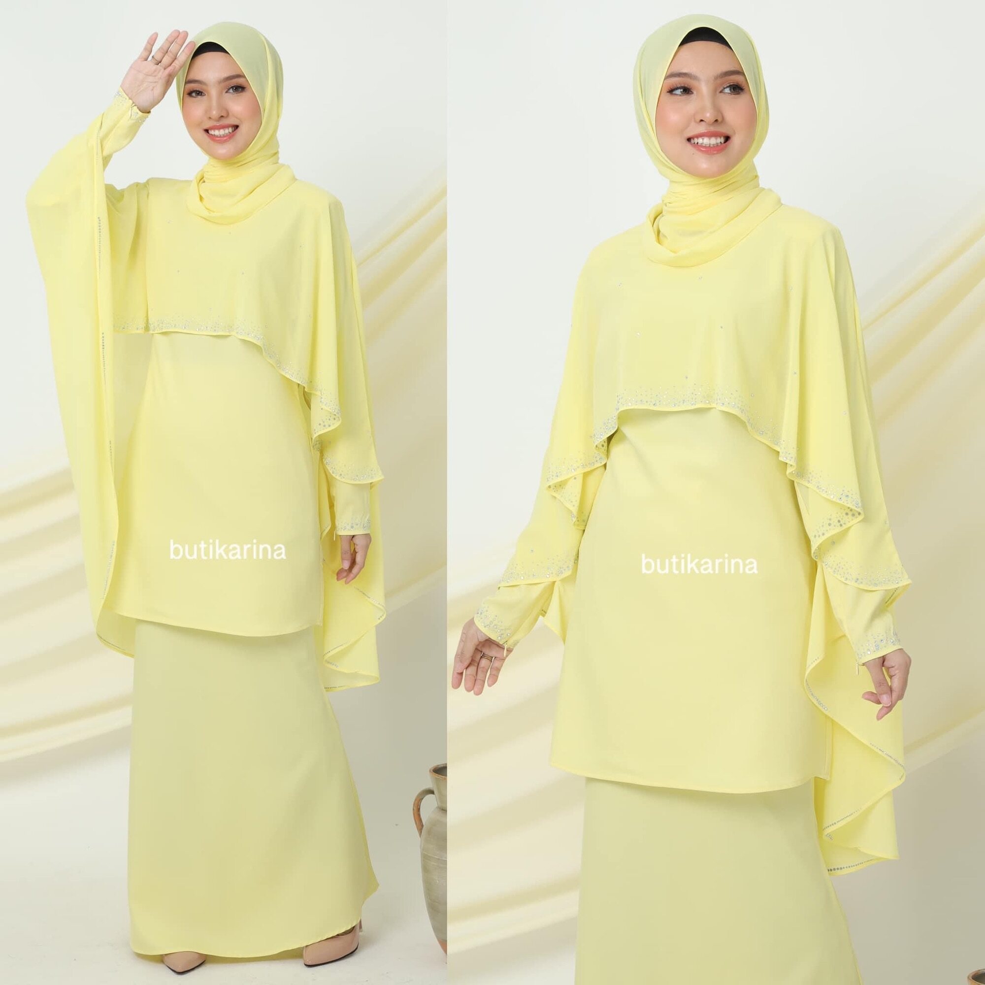 Baju Kurung Moden Colour Kuning Cair