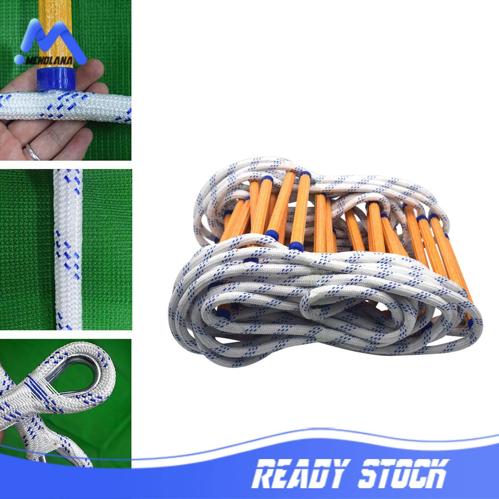 Menolana Emergency Escape Ladder, Safety Rope Reusable with Hooks Flame Resistant Kids Adults Fast to Deploy for Climbing, Engineering Outdoor