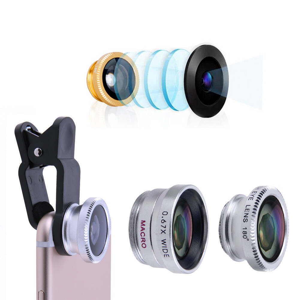 3 in 1 Fish Eye+ Wide Angle+ Macro Camera Lens Kit for Phone