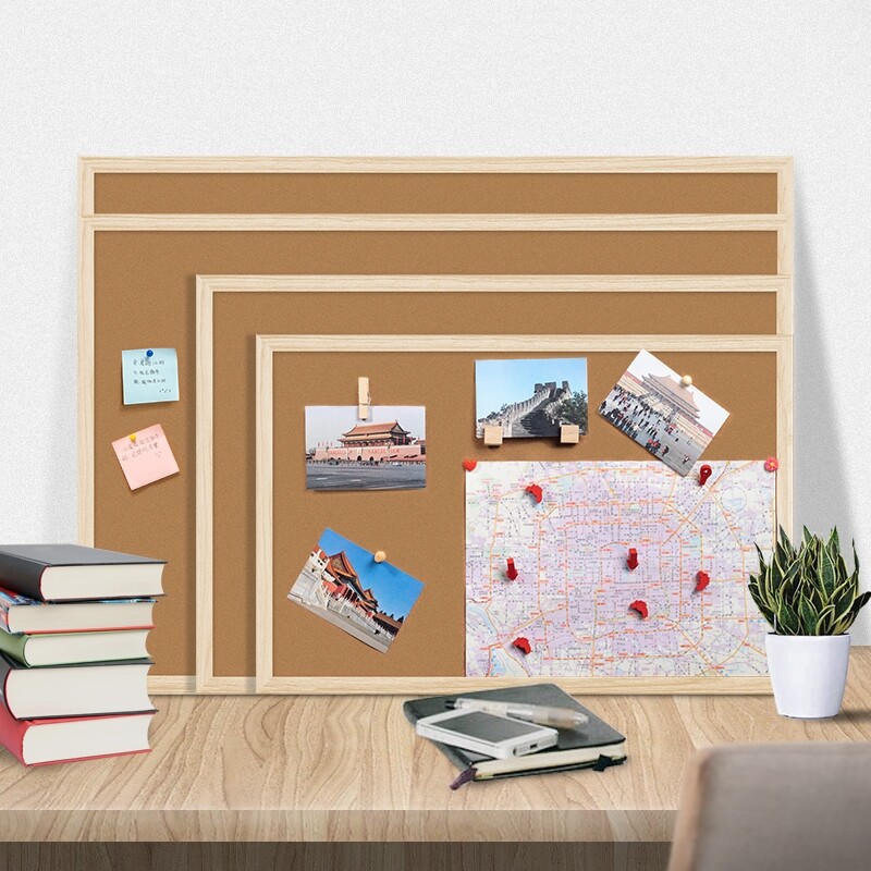 Board Wooden Frame Bulletin Board Memo Photo Wall Hanging Cork Wood