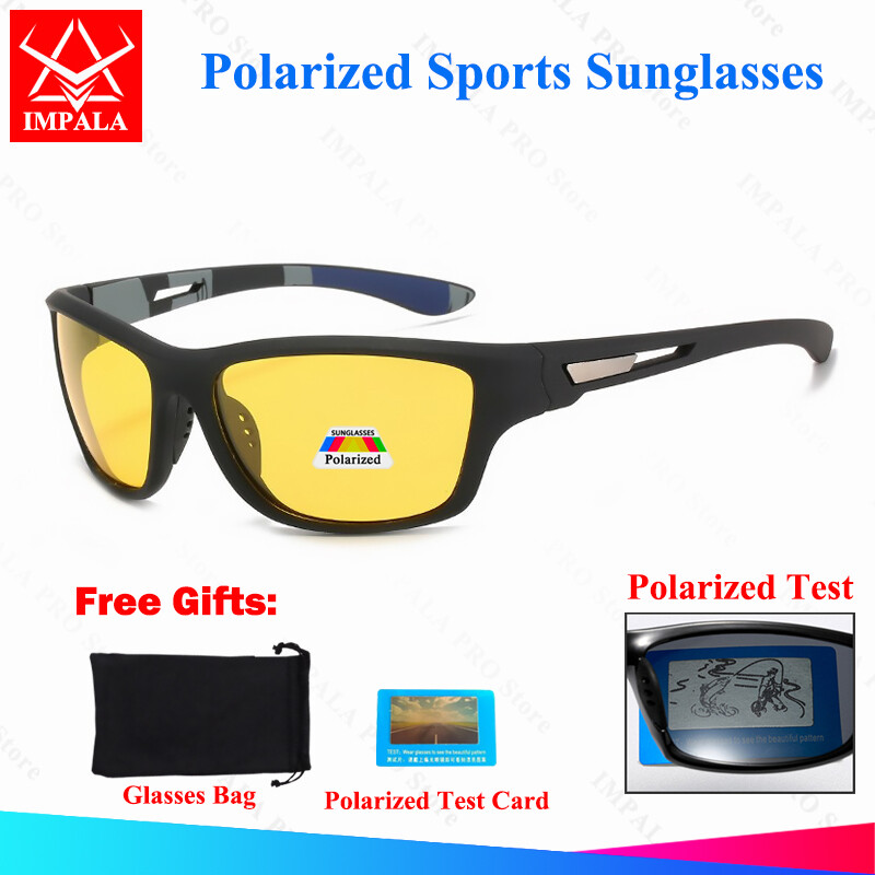 IMPALA PG2001W Fashion Sports Sunglasses for Men Women Anti Glare Polarized Driving Fishing Sun Glasses UV Protective Outdoor Sports Eyewear