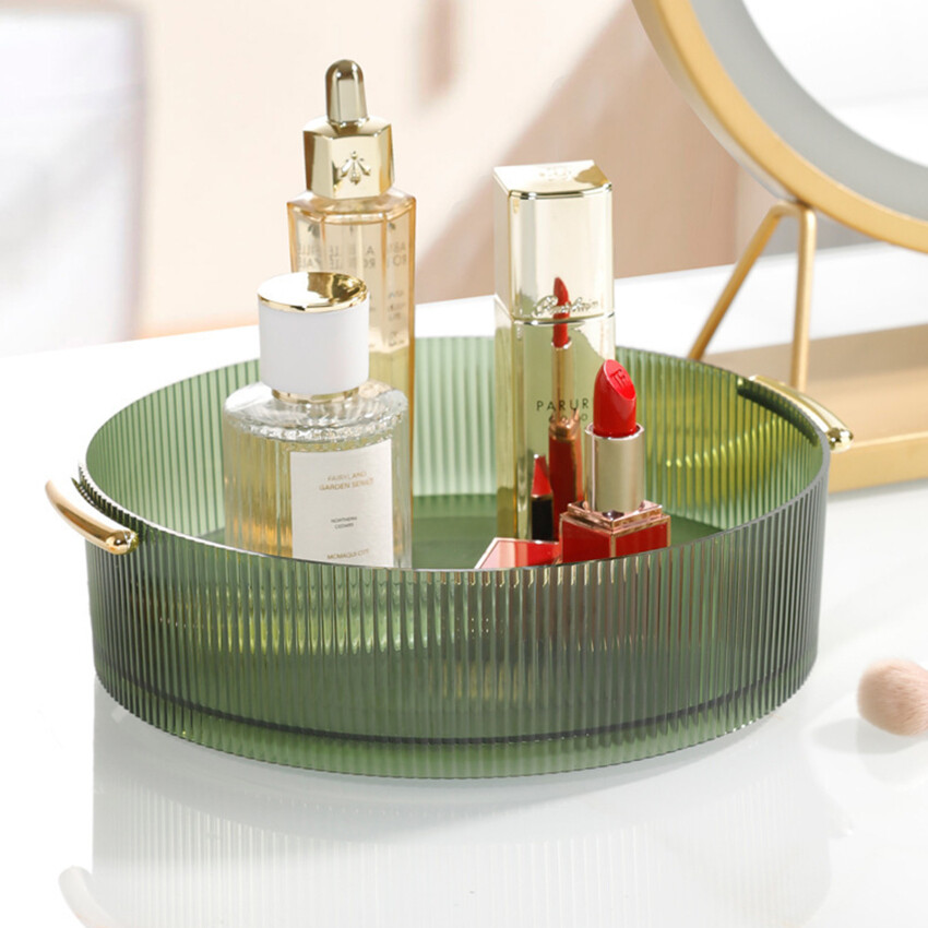 360 Degree Rotating Plastic Storage Tray Cosmetic Storage Box Makeup Organizer Storage Baskets Kitchen Organizer Serving Tray