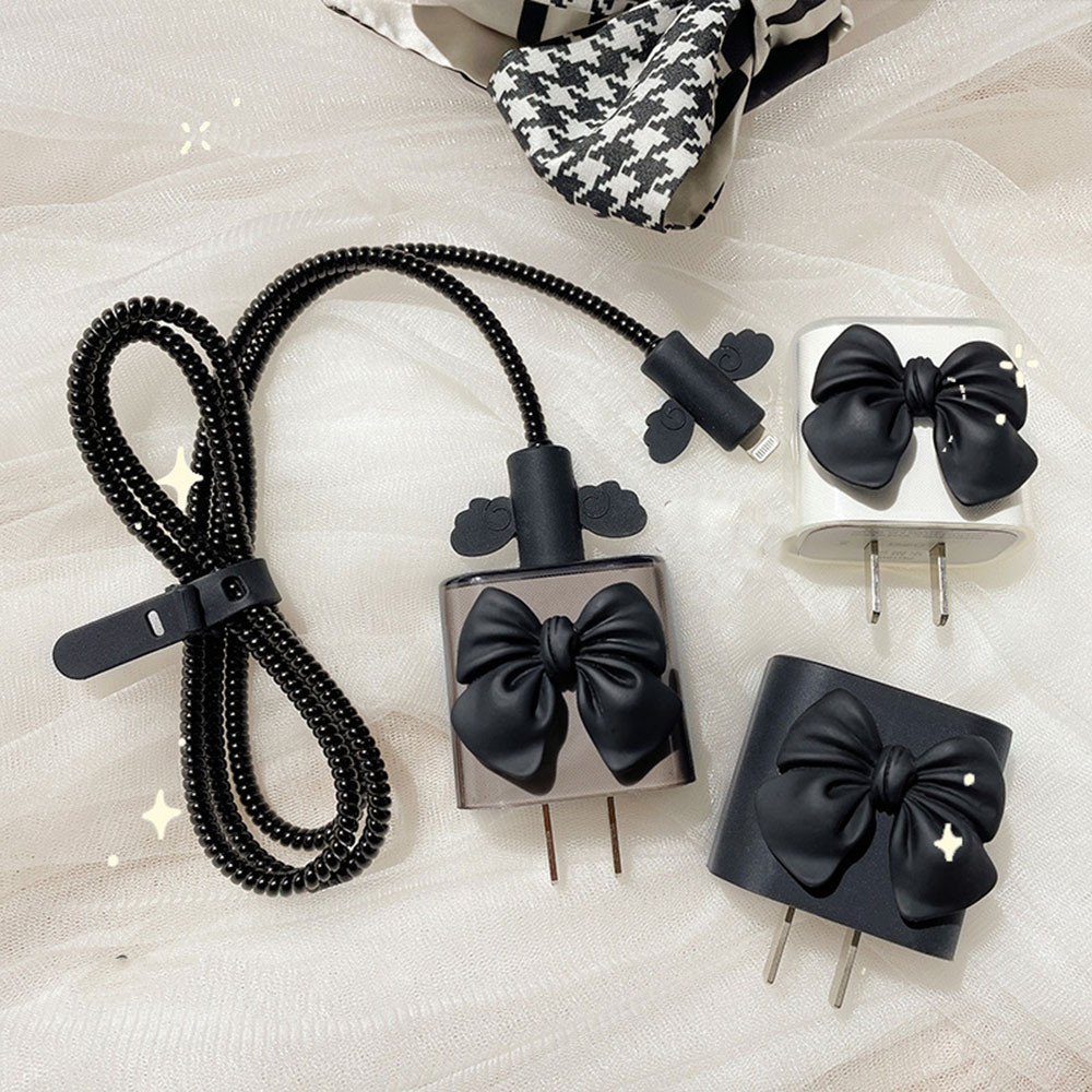 【Charging Đầu Bảo Vệ Bìa + Cáp Cover】 2 Cái/bộ Cáp Trong Suốt Phụ Kiện 18W 20 W USB Sạc Cắm Bảo Vệ Cáp Xoắn Ốc USB Cáp Dòng Thiết Lập Bảo Vệ