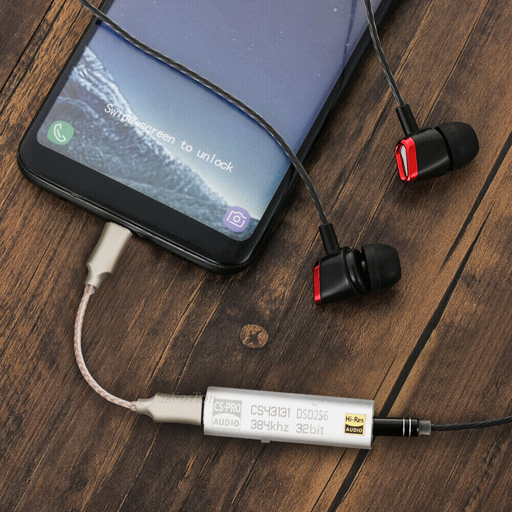 Bộ khuếch đại tai nghe DAC cs43131 dsd256 loại USB C với giao tiếp âm thanh đầu ra 3.5mm để iPhone Máy tính để bàn chip Đầu chuyển âm thanh Hifi AMP