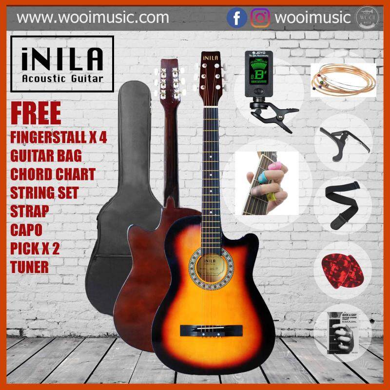 iNILA i38C Acoustic Guitar 38 Pack B - Sunburst (FREE bag, strap, pick, capo, string, chord chart, finger stall,tuner) Malaysia