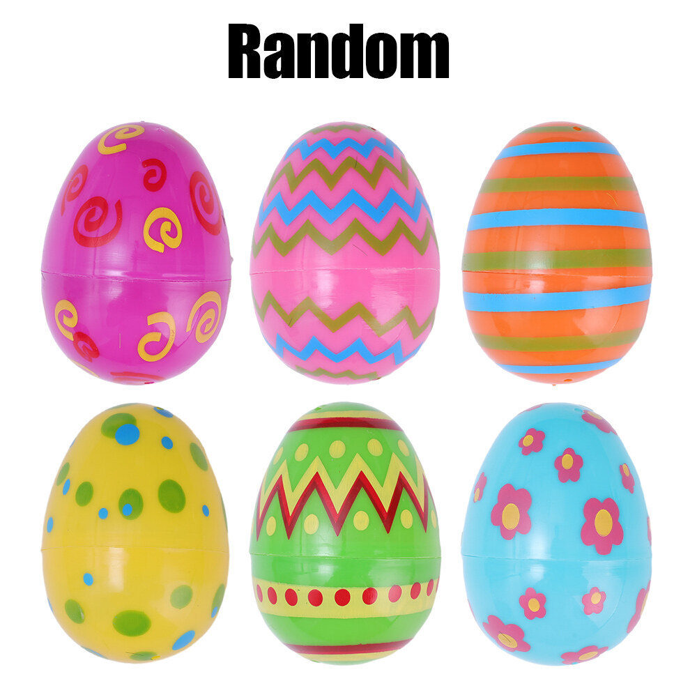 6Pcs Colorful Plastic Easter Egg Toys Fillable Opening Egg Kids Gift Favors Easter Party Decoration for Home Candy Gift Packing Box