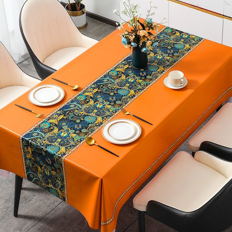 New Tablecloth Waterproof, Oil-proof, Anti-scalding, Disposable, Rectangular Tablecloth, Coffee Table Cushion, Bedroom Tablecloth, Ethnic Style